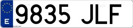 Ejemplo de matrícula española 9835 JLF