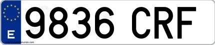 Ejemplo de matrícula española 9836 CRF