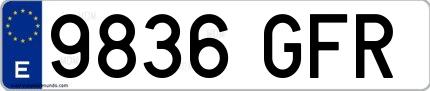 Ejemplo de matrícula española 9836 GFR