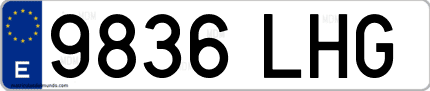 Ejemplo de matrícula de coche ordinaria 9836 LHG