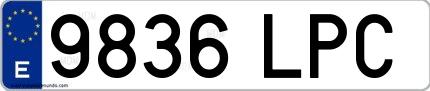 Ejemplo de matrícula española 9836 LPC