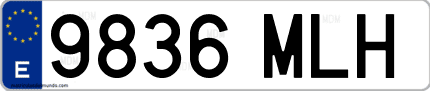 Ejemplo de matrícula de coche ordinaria 9836 MLH