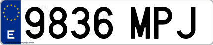Ejemplo de matrícula de coche ordinaria 9836 MPJ
