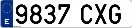 Ejemplo de matrícula de coche ordinaria 9837 CXG