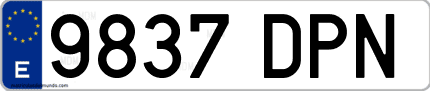 Ejemplo de matrícula de coche ordinaria 9837 DPN