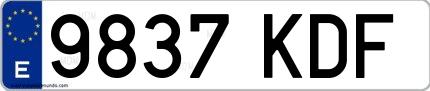 Ejemplo de matrícula española 9837 KDF