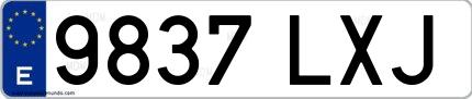 Ejemplo de matrícula española 9837 LXJ