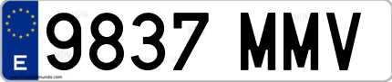 Ejemplo de matrícula de coche ordinaria 9837 MMV