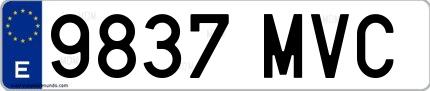 Ejemplo de matrícula española 9837 MVC