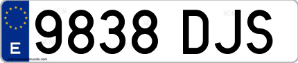 Ejemplo de matrícula de coche ordinaria 9838 DJS