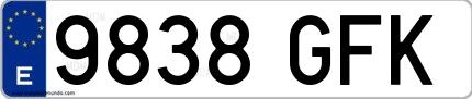 Ejemplo de matrícula española 9838 GFK