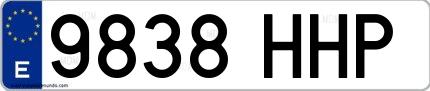 Ejemplo de matrícula española 9838 HHP