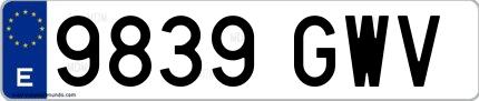 Ejemplo de matrícula española 9839 GWV