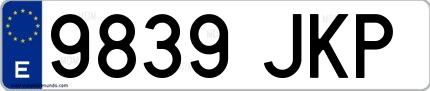 Ejemplo de matrícula española 9839 JKP