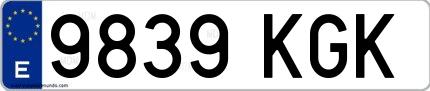 Ejemplo de matrícula española 9839 KGK