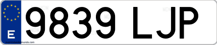 Ejemplo de matrícula de coche ordinaria 9839 LJP