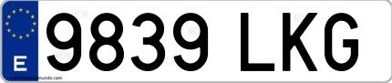 Ejemplo de matrícula española 9839 LKG