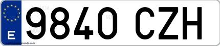 Ejemplo de matrícula española 9840 CZH