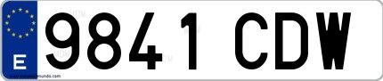Ejemplo de matrícula española 9841 CDW