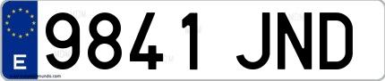 Ejemplo de matrícula española 9841 JND