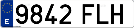 Ejemplo de matrícula de coche ordinaria 9842 FLH