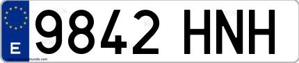 Ejemplo de matrícula española 9842 HNH
