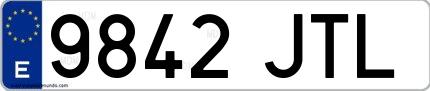 Ejemplo de matrícula española 9842 JTL