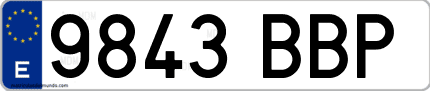 Ejemplo de matrícula de coche ordinaria 9843 BBP