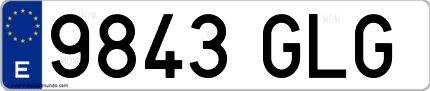 Ejemplo de matrícula de coche ordinaria 9843 GLG