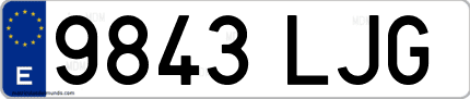 Ejemplo de matrícula de coche ordinaria 9843 LJG