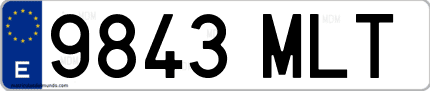Ejemplo de matrícula de coche ordinaria 9843 MLT