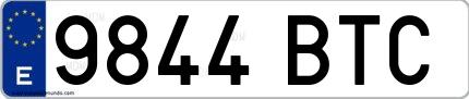 Ejemplo de matrícula española 9844 BTC