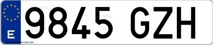 Ejemplo de matrícula española 9845 GZH