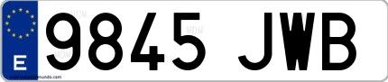 Ejemplo de matrícula española 9845 JWB