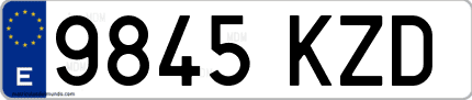 Ejemplo de matrícula de coche ordinaria 9845 KZD