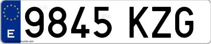 Ejemplo de matrícula española 9845 KZG
