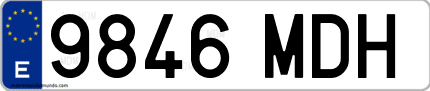 Ejemplo de matrícula de coche ordinaria 9846 MDH