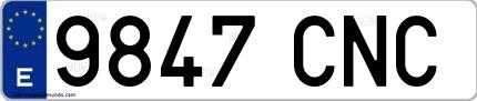 Ejemplo de matrícula española 9847 CNC