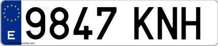 Ejemplo de matrícula de coche ordinaria 9847 KNH