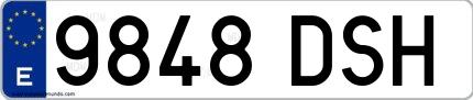 Ejemplo de matrícula española 9848 DSH