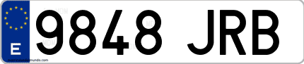 Ejemplo de matrícula de coche ordinaria 9848 JRB