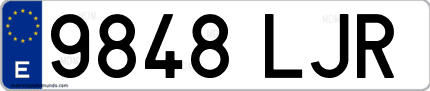 Ejemplo de matrícula de coche ordinaria 9848 LJR