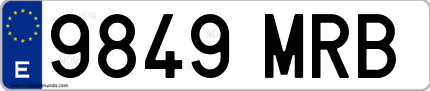 Ejemplo de matrícula de coche ordinaria 9849 MRB