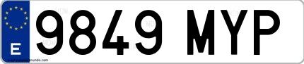 Ejemplo de matrícula española 9849 MYP