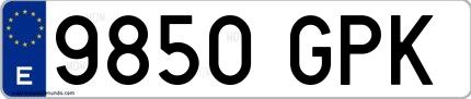 Ejemplo de matrícula española 9850 GPK