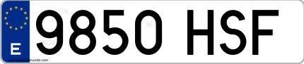 Ejemplo de matrícula española 9850 HSF