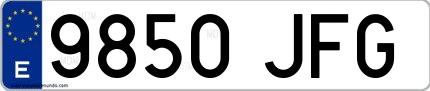 Ejemplo de matrícula española 9850 JFG