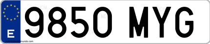 Ejemplo de matrícula de coche ordinaria 9850 MYG