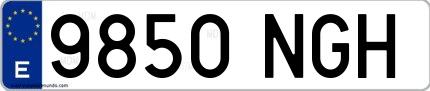 Ejemplo de matrícula española 9850 NGH