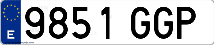 Ejemplo de matrícula de coche ordinaria 9851 GGP